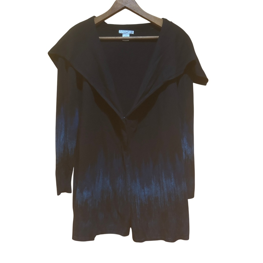 Alberto Makali Cardigan Womens M Wool‎ Blend Black Blue Ombre Artsy Fairy Grunge